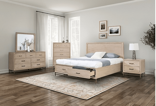 Sandes Transitional Queen Platform Bed - Light Oak