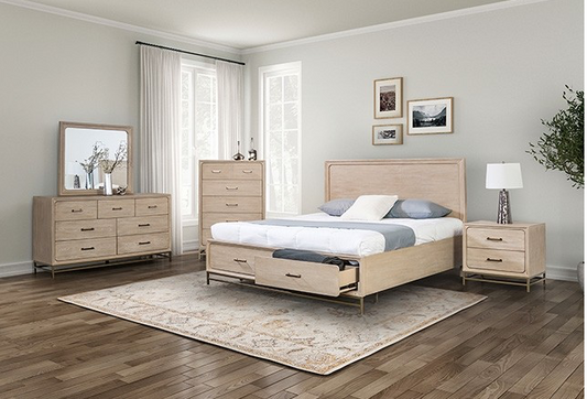 Sandes Transitional King Platform Bed - Light Oak