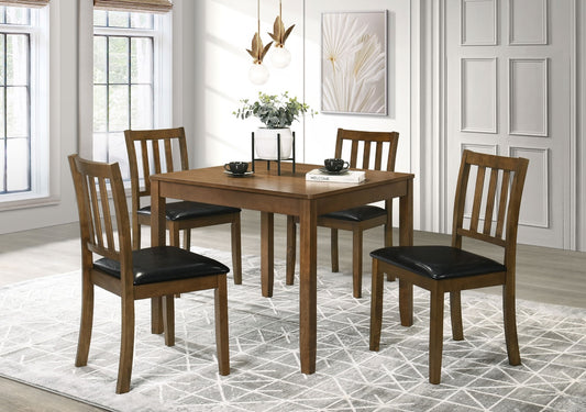 Parkwood 5-Piece Dining Set With Square Table And Slat Back Side Chairs Honey Brown And Black