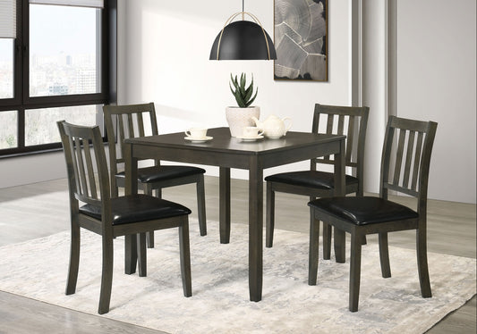Parkwood 5-Piece Dining Set With Square Table And Slat Back Side Chairs Charcoal Grey And Black