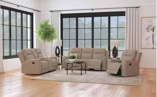 Brentwood Motion Reclining Living Room Set - Taupe