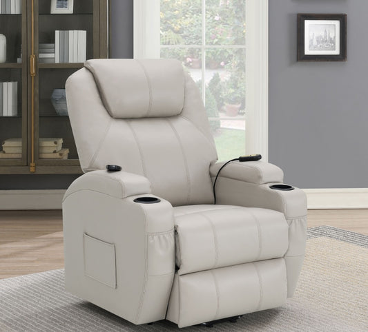 Sanger Upholstered Power Lift Recliner Chair With Massage Charcoal - Champagne
