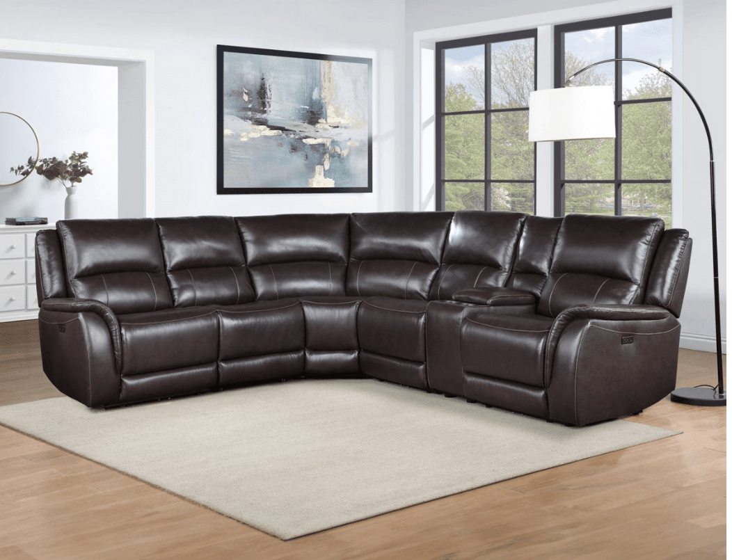 Alexandria Chocolate Leather Power Sectional