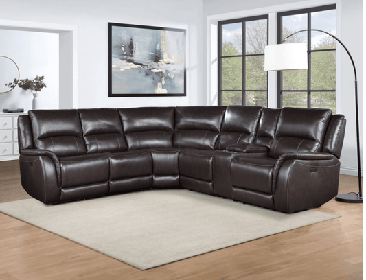 Alexandria Chocolate Leather Power Sectional