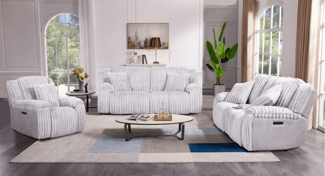 シールド　THE LIFE FORCE TRIO 『LIVING ROOM』 Daniel 3-Piece Triple Power Leather Reclining Home Theater Set