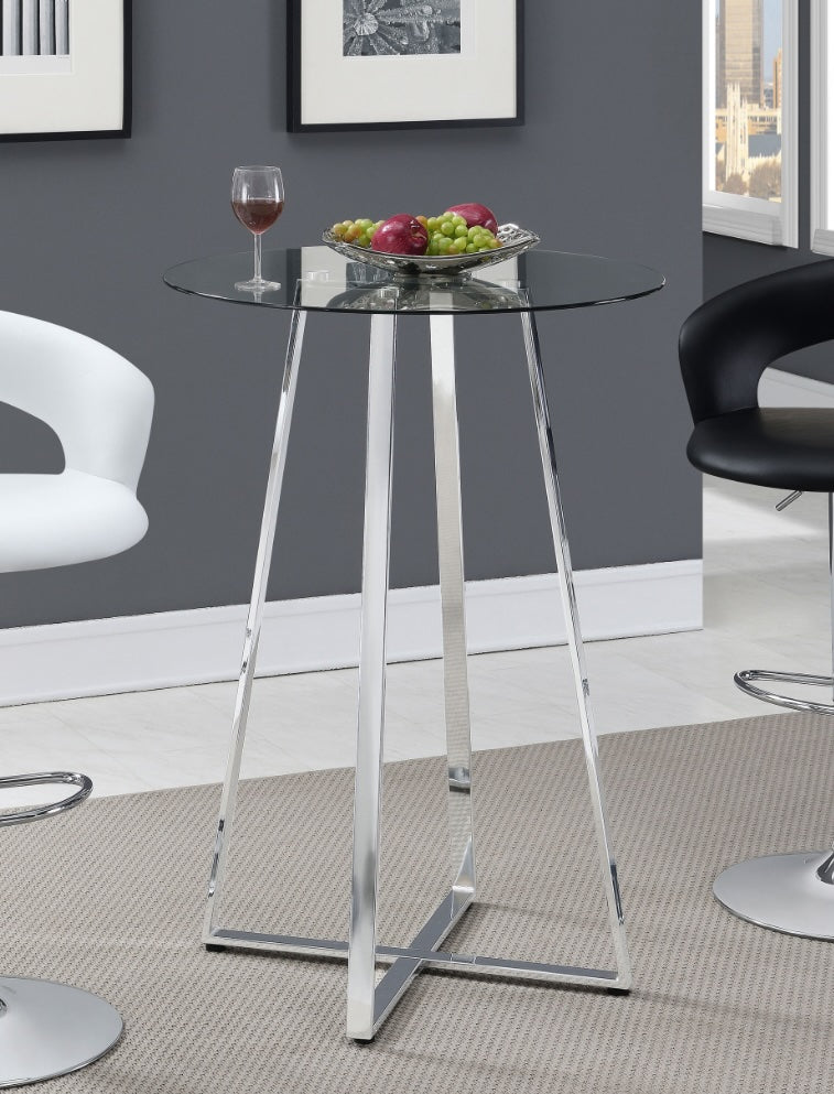 Zanella Glass Top Bar Table Chrome