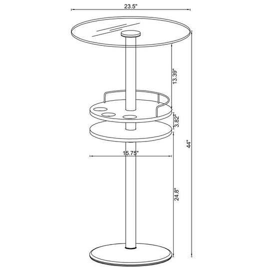 Gianella Glass Top Bar Table With Wine Storage Black And Chrome