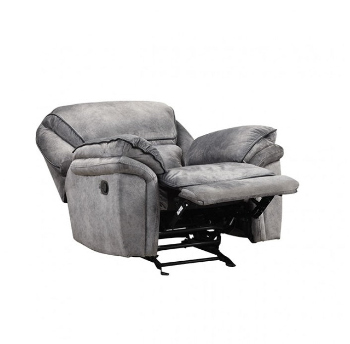 Themis Transitional Leatherette Recliner with Contrast Welt - Gray