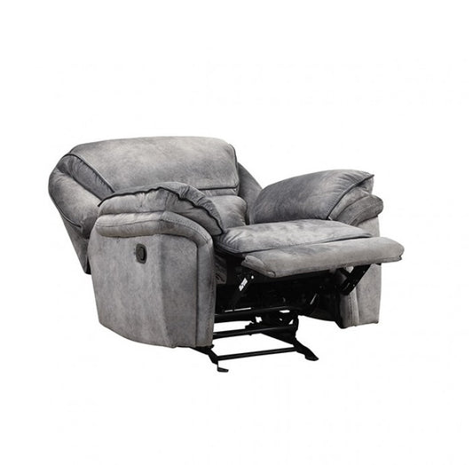 Themis Transitional Leatherette Recliner with Contrast Welt - Gray