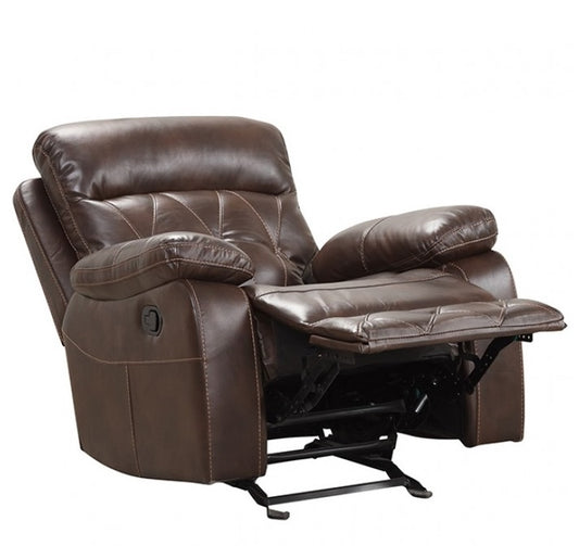 Osias Transitional Diamond Stitched Leatherette Recliner - Brown