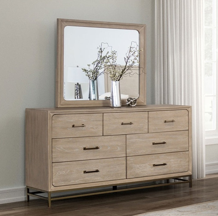 Sandes Transitional Dresser with Gold Bar Pulls & Legs Sandes Transitional Dresser with Gold Bar Pulls & Legs