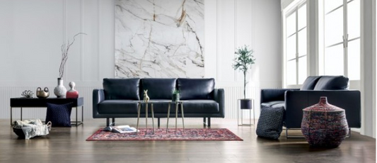 Mezzanotte Italian Leather Chair in Midnight Blue