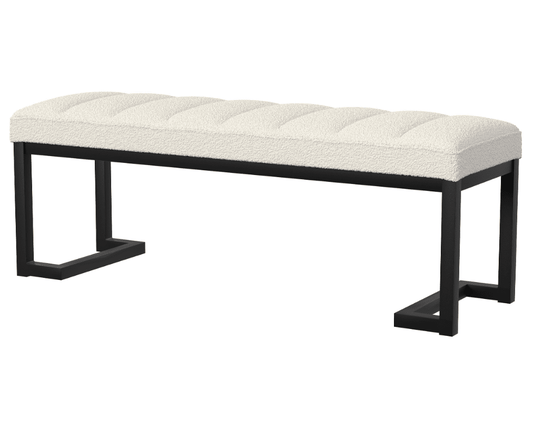 Mesa Boucle Upholstered Tufted Accent Bench Vanilla