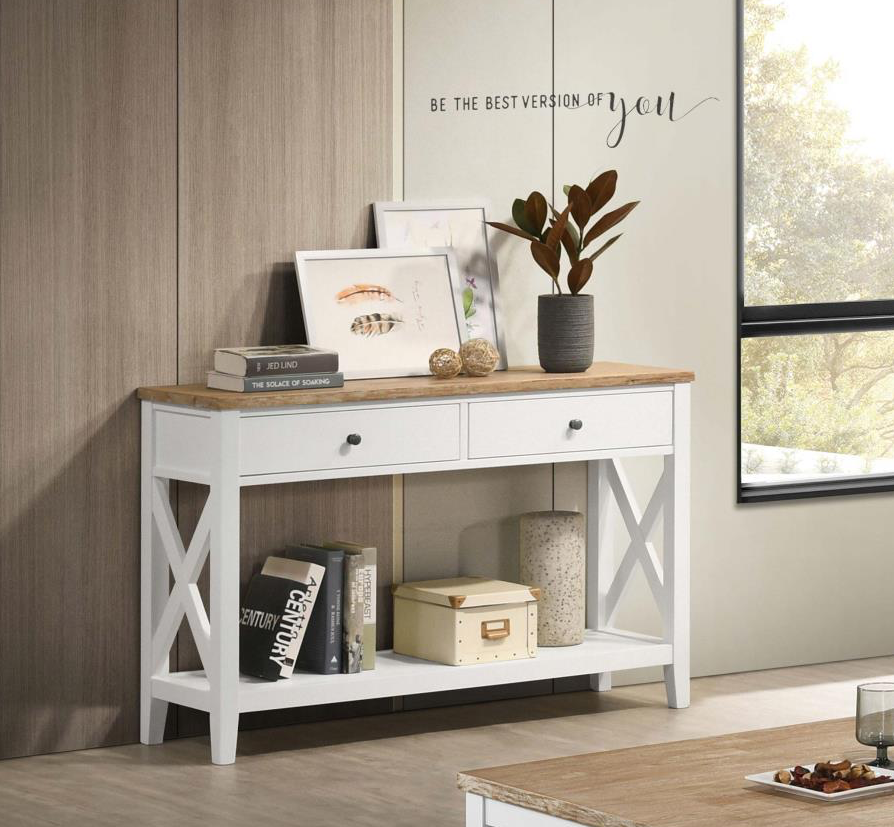 Maisy Square Wooden Console Table With Shelf Brown And White