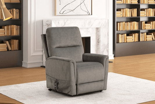 Ferdinandus Transitional Gray Velvet Power Lift Recliner
