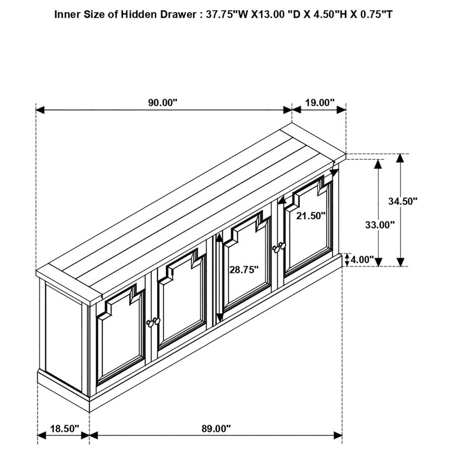 Florence 4-door Sideboard - Distressed Black