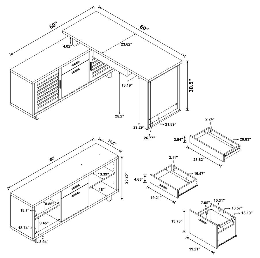 Maddox 60-inch L-Shape Office Computer Desk Black and Walnut