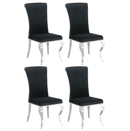 Carone Upholstered Side Chairs Black And Chrome Set Of 4