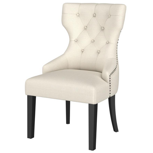 Baney Fabric Upholstered Dining Side Chair Beige and Black
