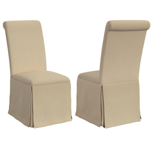 Shawna Upholstered Skirted Dining Chair Khaki Set of 2