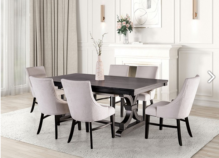 Gosport Transitional Trestle Base Dining Table, Black