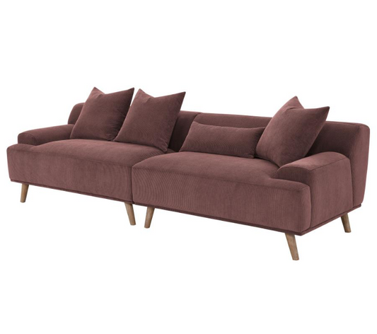 Elizabeth Corduroy Upholstered Extra Long Sofa Wine Red