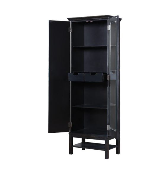 Lovegood 2-Door Wood Tall Storage Cabinet Black And Brown