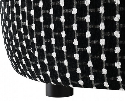 Viviani Round Chenille Ottoman, Black & White