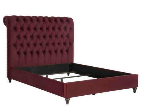 Devon 57" Upholstered Bed, Wine Red