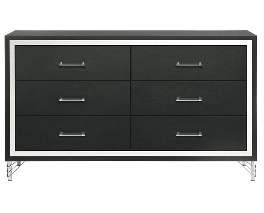Lucia 6-Drawer Bedroom Dresser, Black