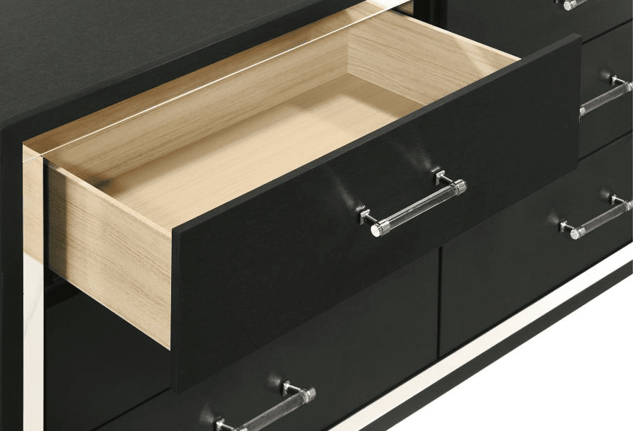 Lucia 6-Drawer Bedroom Dresser, Black