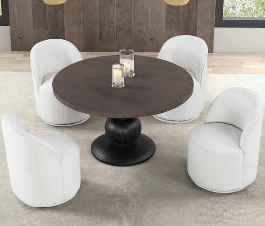 Essen Contemporary 54" Round Dining Table with Turned Pedestal Base