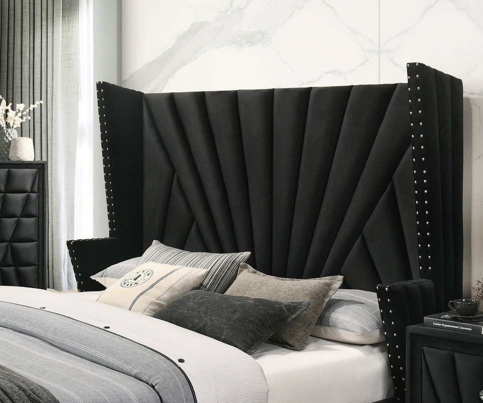 Carissa Art Deco Style Queen Wingback Bed