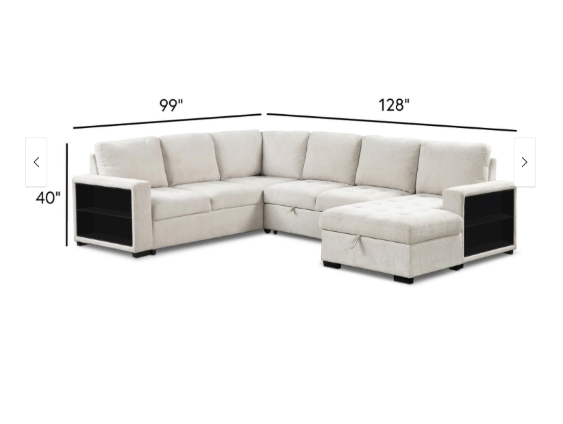 Stockwell Modern Biscuit Tufted Seat Sleeper Sofa Sectional with Storage Shelves and USB Ports