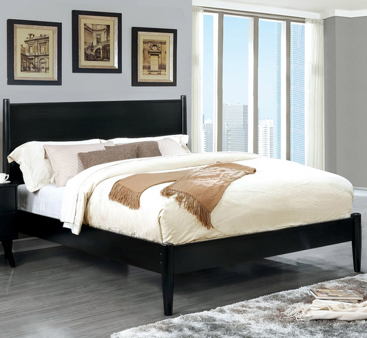 Lennart II Black Finish Mid-Century Modern Queen Platform Bed