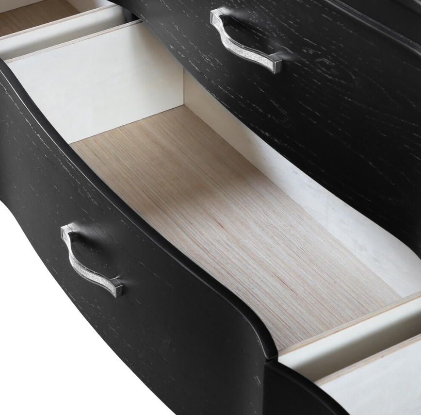 Melodi Parc Glam Nightstand w/ Turned Feet - Black