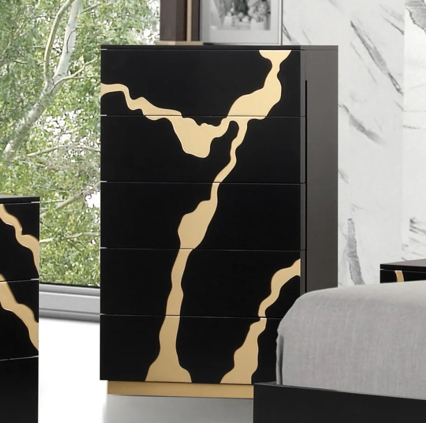 Goldsberg III Contemporary Bedroom Collection, Black & Gold