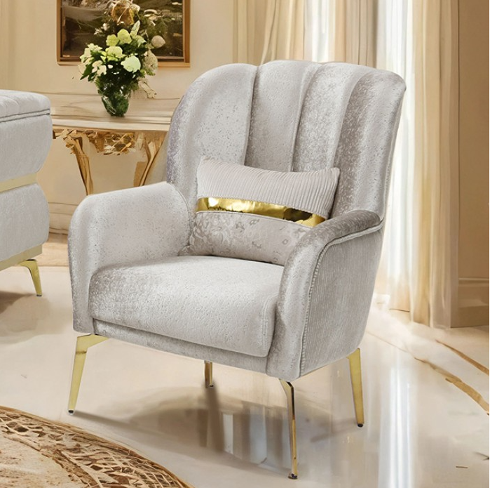 Charlevoix Beige & Gold Glam Living Room Collection
