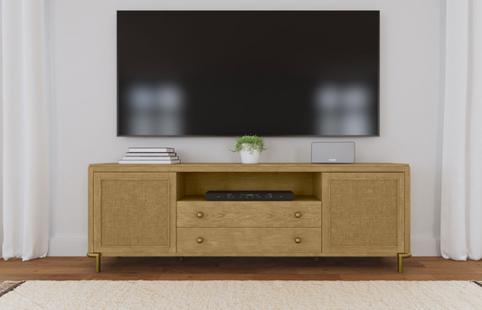 Arini Rattan Cane 2-door TV Stand, Blacke or Sand