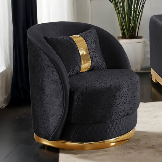 Valdosta Glam Velvet Living Room Collection – Beige or Black with Gold Accents