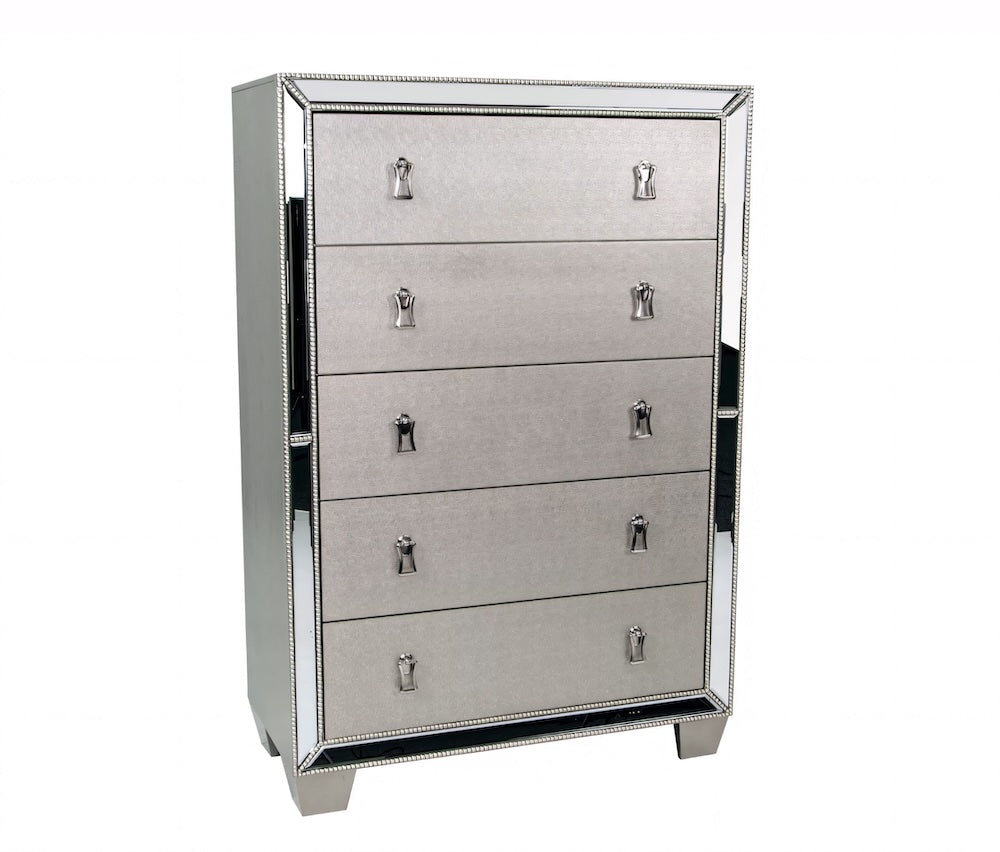 Dali King Size Mirrored Bed with Button Tufting