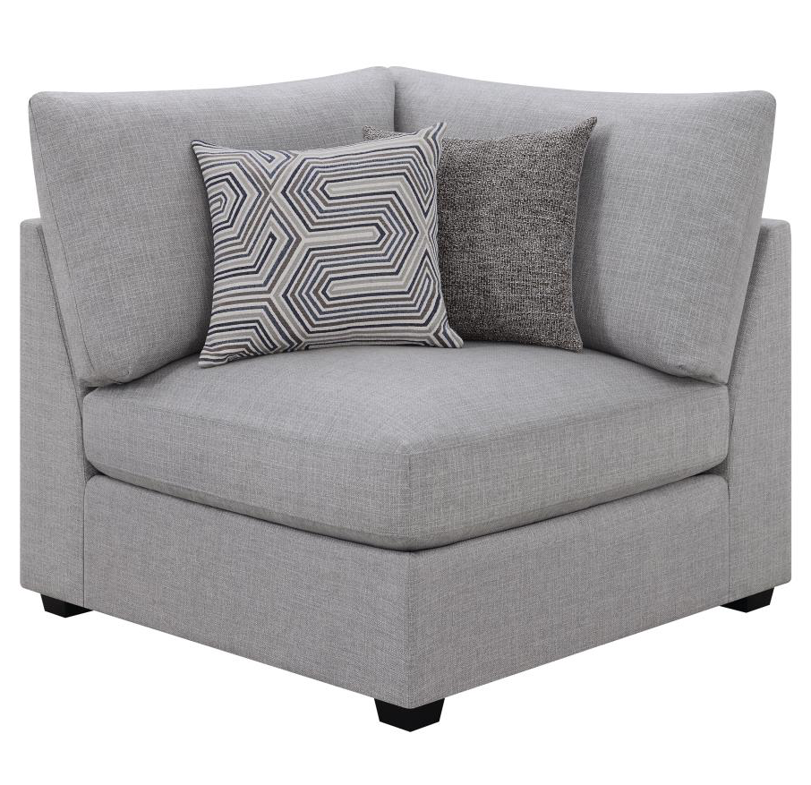 Cambria Gray Linen Corner Chair w/ 2 Pillows