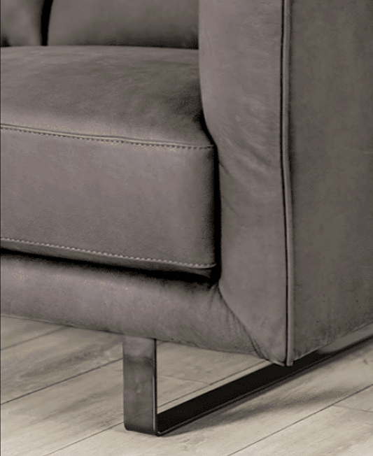 Mezzanotte Modern Genuine Italian Leather Sofa, Gray