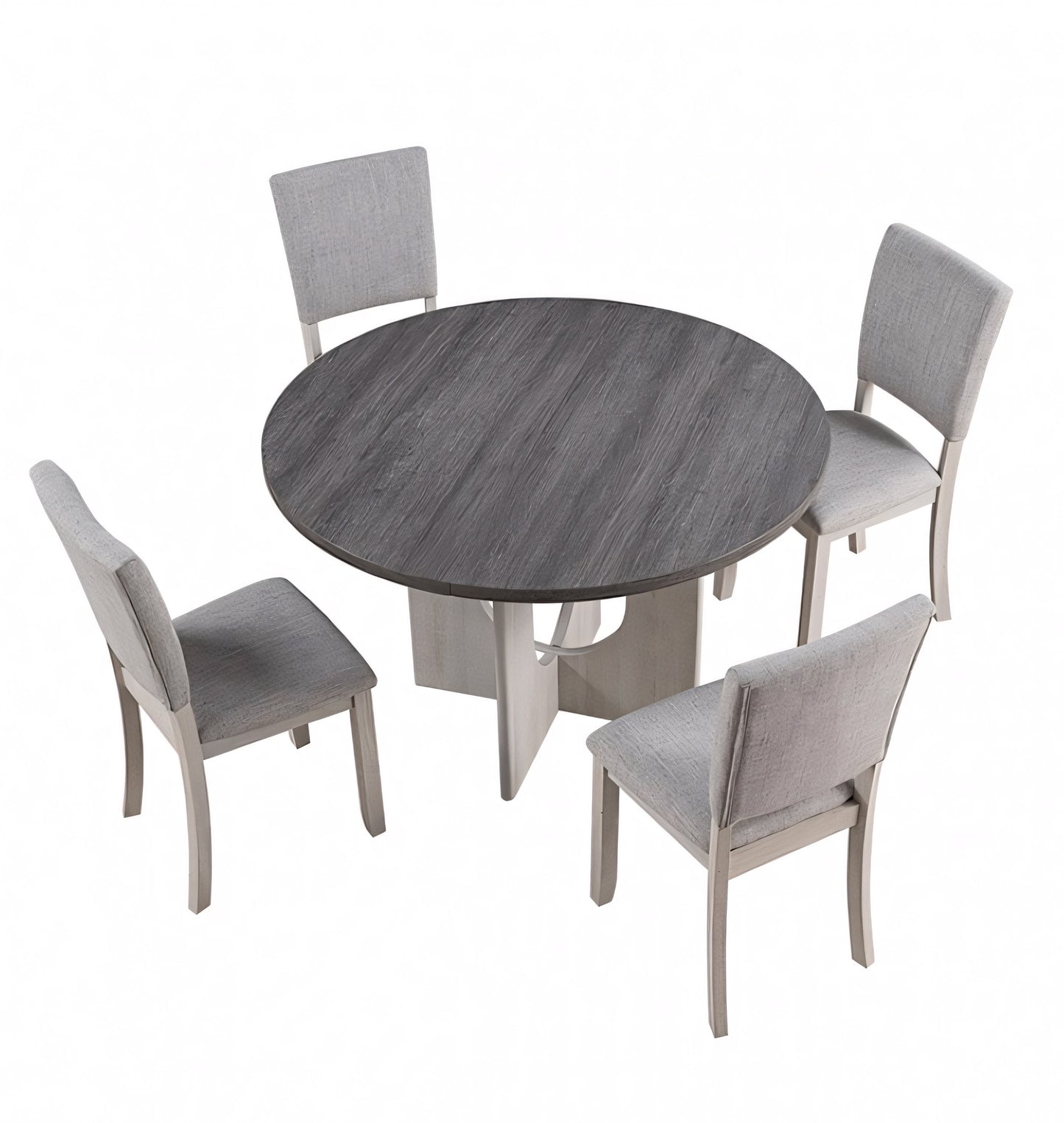 Oberto 5PC Round Dining Set, Gray