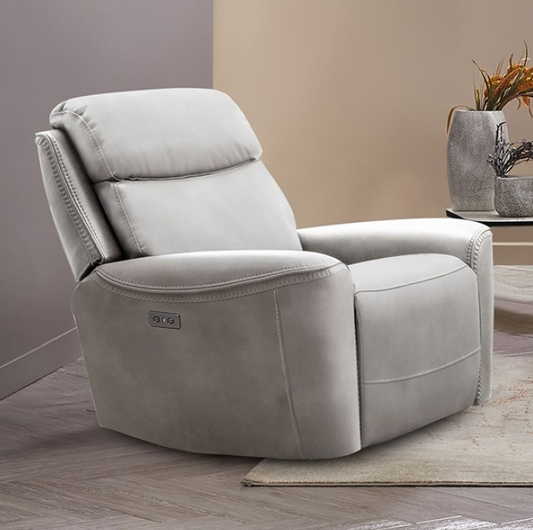 Artemia Transitional Power Reclining Sofa – Light Taupe Leatherette