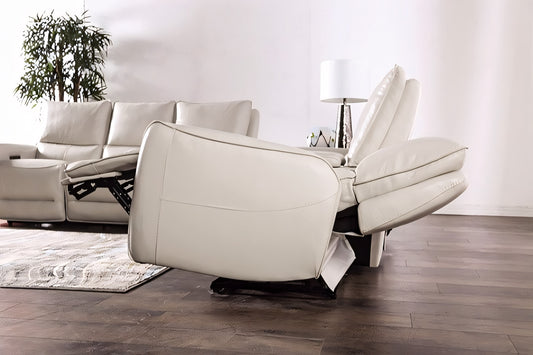 Phineas Transitional Power Reclining Sofa - Beige Leather