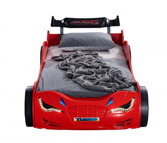 Roadstar Red LED Race Car Twin Bed – High Gloss Kids Novelty Bed