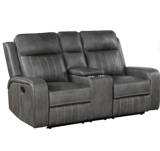 Raelynn Upholstered Track Arm Motion Loveseat Grey