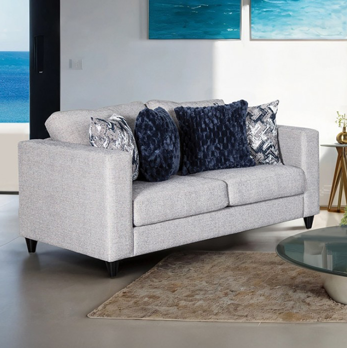 Harlow Transitional Light Gray Chenille Track Arm Sofa