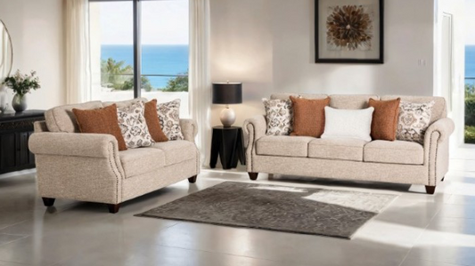 Buckhurst Transitional Taupe Chenille Upholstered Sofa